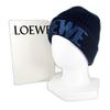 Pristine LOEWE Knit cap Logo design beanie Navy blue wool Women F540257X23 Used
