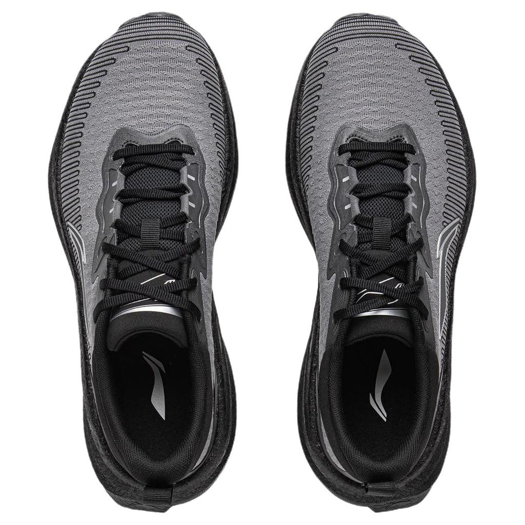 Li Ning Cushioning Slip Resistant Abrasion Resistant Breathable Low Top Running Shoes Men's Coal Smoke Gray ARSV095-5