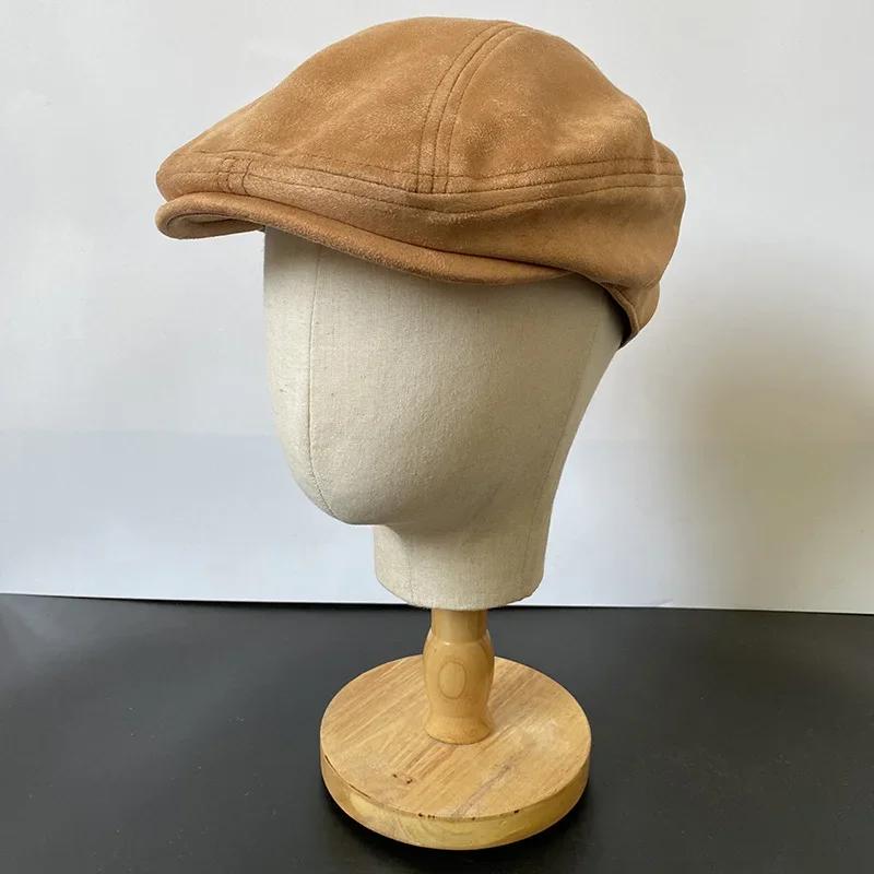 

2024 Casual Suede Autumn Winter Beret for Men and women British Retr Painter Hat Fashion Duckbill Driving Hats Newsboy Flat Cap S54-56cm верблюд