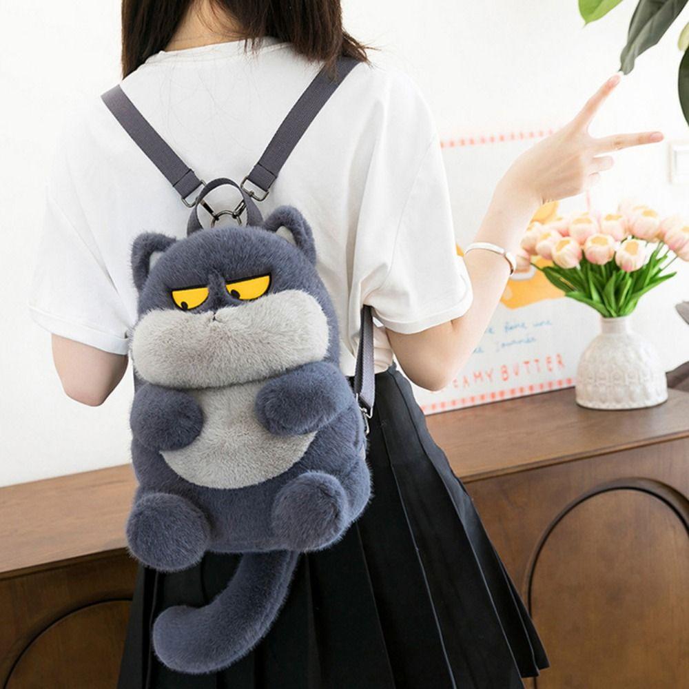 Phone Bag Cat Plush Backpack Animals Cartoon Plush Schoolbag Little Cat Doll Shoulder Bag Girls