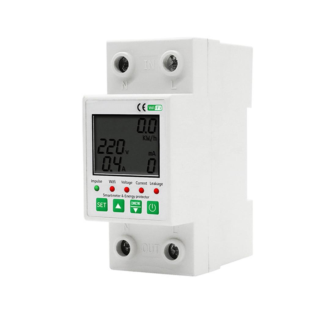 Tuya WiFi 2P Intelligent Leakage Protecting Switch Current Voltage Monitoring Timer Function Power Meter Compatible