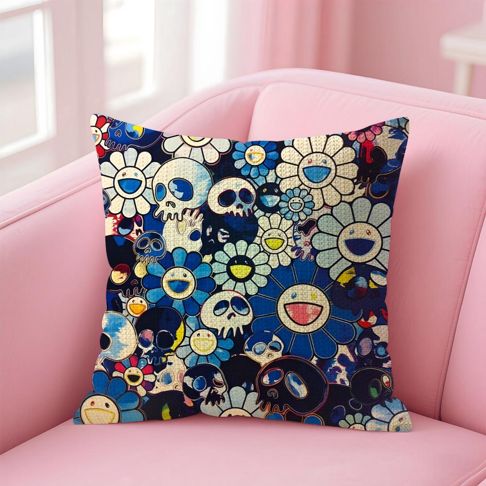 

TTakashi MMurakami Art Cushion Cover Natural Linen Pillow Case DoubleSided Print Decorative Sofa Pillowcase Home Decor Gift 30x30cm