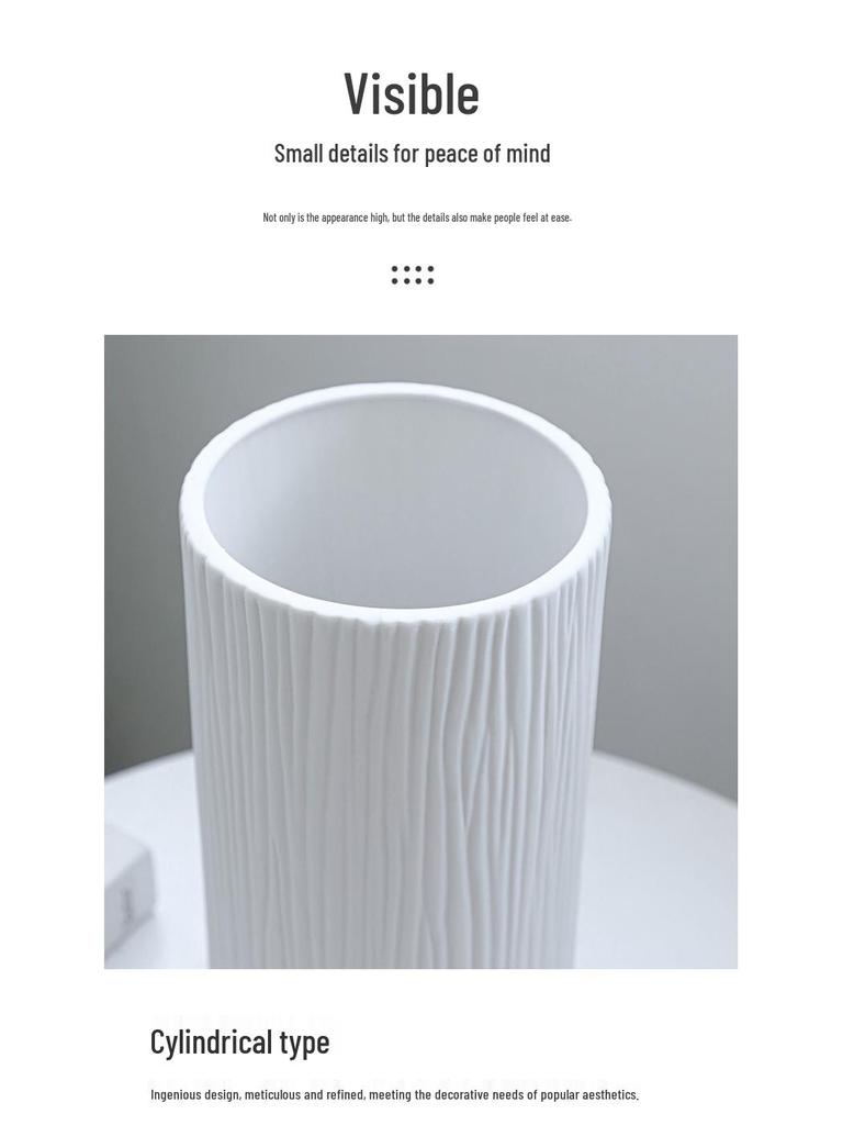White Ceramic Frosted Vase - Nordic Minimalist Design for Dry Flowers, Hydroponic Display, Modern Desktop Ornament for Living Room Decor