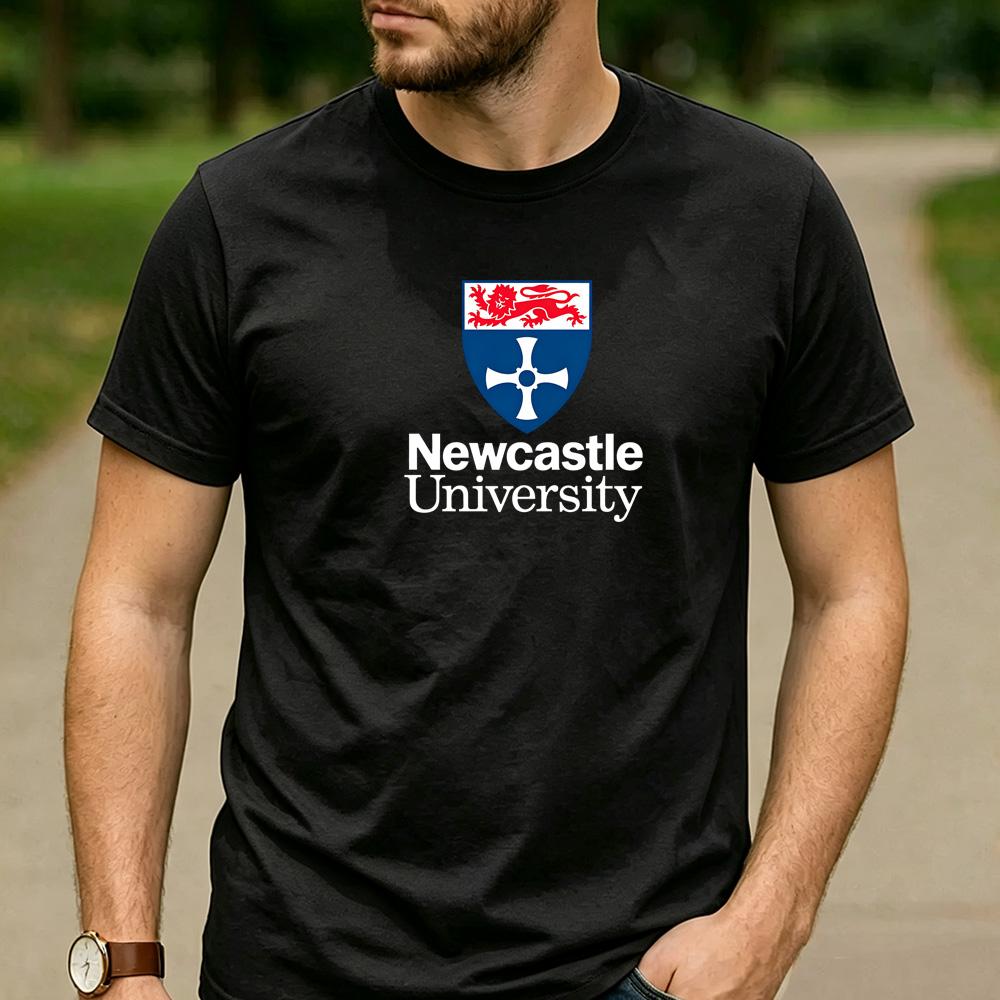 Vintage Newcastle University Lion Shield Crest Logo Cotton Graphic T Shirt Unisex Short Sleeve Alumni Holiday Gift Top