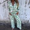 New Arrival Women's Casual Printed Three-Quarter Sleeve Two-Piece Set (Shirt and Pants)