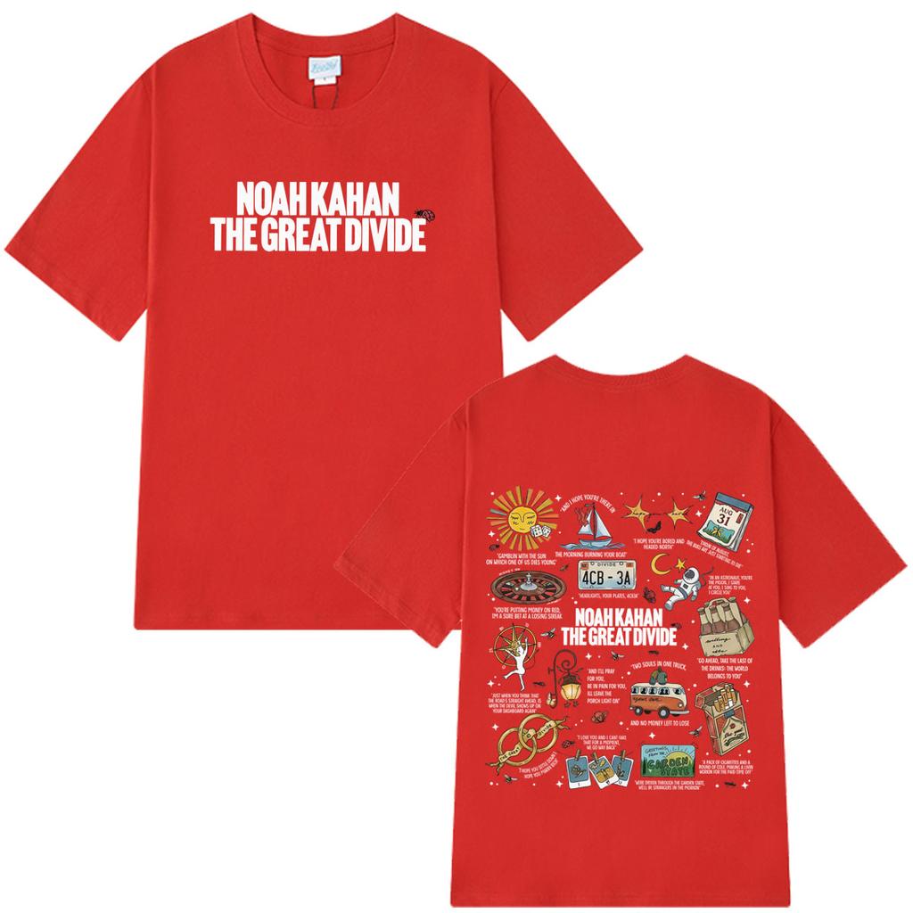 Noah Kahan The Great Divide Tour Grafisch T-shirt Mannen Vrouwen Hip-hop Y2K Shirt Zomer Los Katoenen Tops Streetwear