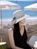 Women Solid Color Bow Straw Hat Wide Brim Woven Bucket Hat Sun Protection Casual Outdoor Beach Travel Summer