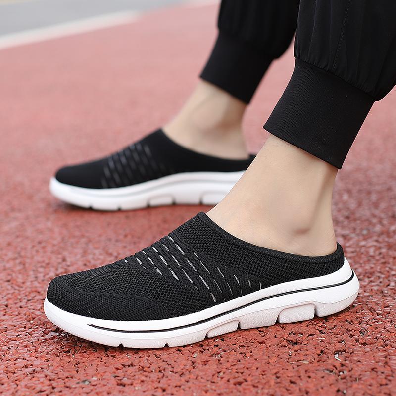 35-48 Męskie kapcie wewnętrzne Męskie półkapcie Letnie siatkowe metry-oddychające męskie czarne buty Mueller