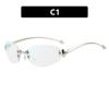 JYL Rimless Metal Decor Sunglasses UV400 Women Retro Luxury High-End / XH7586