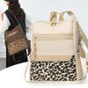 Leopard Print Spliced Backpack Travel Multi-use Large Capacity Lightweight Shoulder Bag