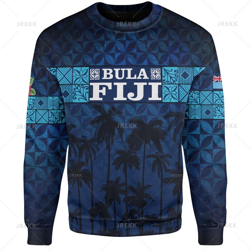 Autumn 3D FIJI National Flag Printed Hoodies Fashionable Casual Sports Long Sleeved Men's Hoodies