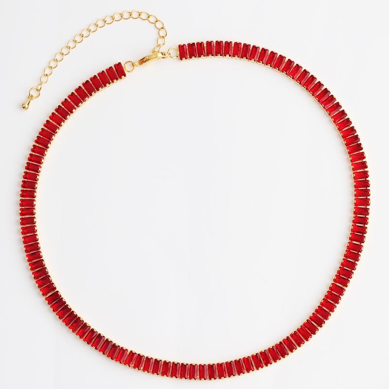 Women's Gold Colorful Choker Necklace Shiny Rainbow Crystal Zircon Tennis Chain Statement Jewelry Dropshipping