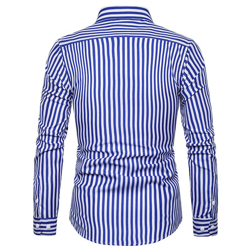 2026 Men's Slim Fit Striped Long Sleeve Shirt - Youth Fashion Business Casual