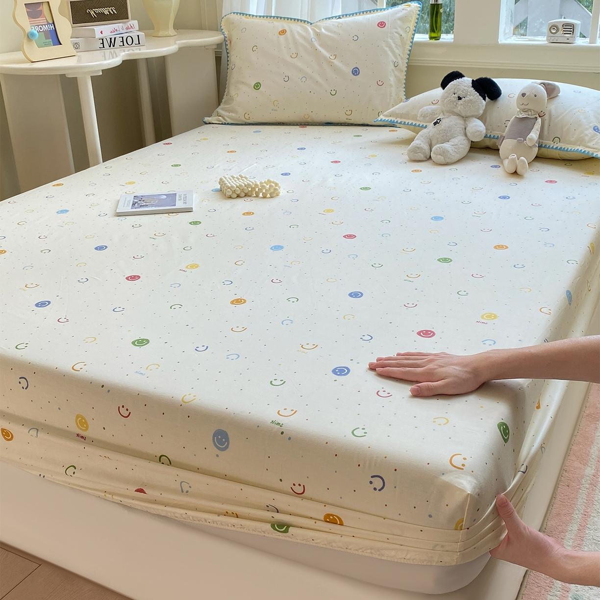 

Cotton Fitted Sheet featuring Elastic Bands Non Slip Adjustable Mattress Cover Plant Flowers Printed designed for Double King Queen Bed 120x200cm 1pc