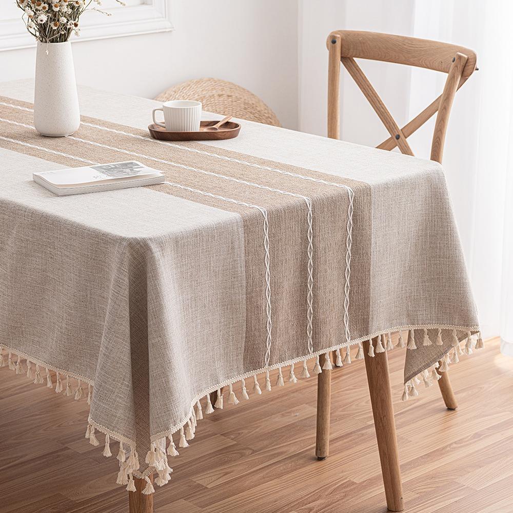 Modern Minimalist Cotton Linen Tablecloth Rectangle Dining Table Cover Desk Mat Picnic Blanket Home Decor