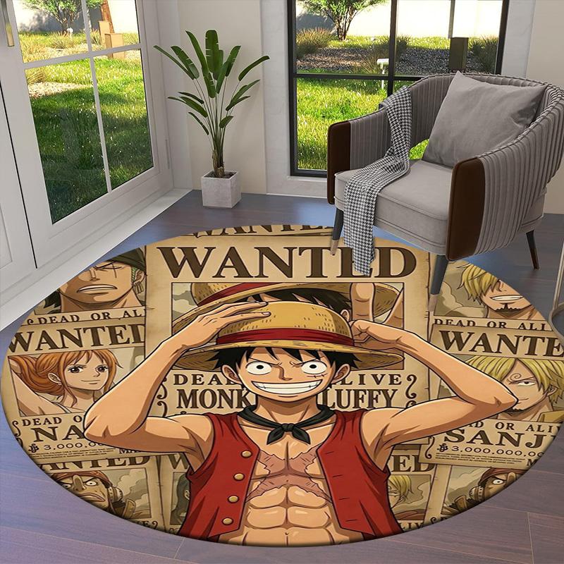 One Piece Art Round Area Rug Carpet Rug For Living Room Bedroom Sofa Playroom Decor Nonslip Floor Mat