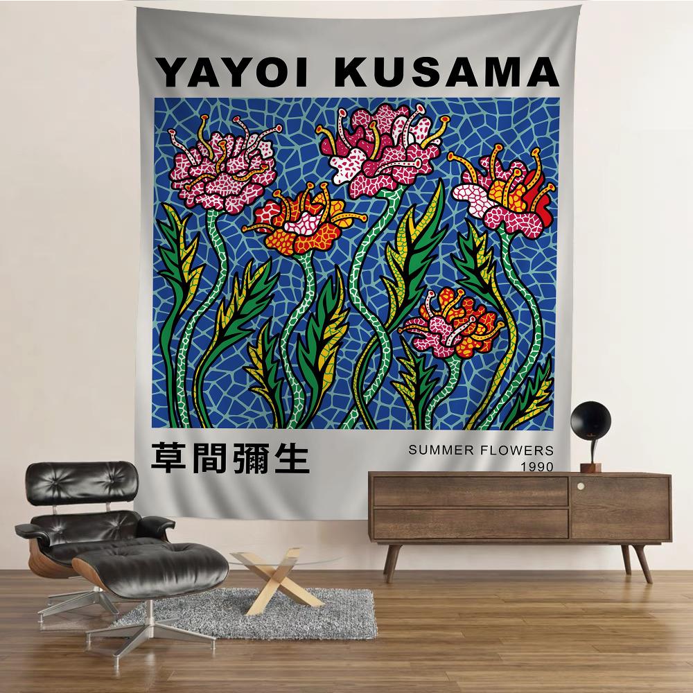 

Yayoi Kusama Pumpkin Flowers Tapestry Art Printing Cheap Hippie Wall Hanging Bohemian Wall Tapestries Mandala Art Home Decor 50x70cm