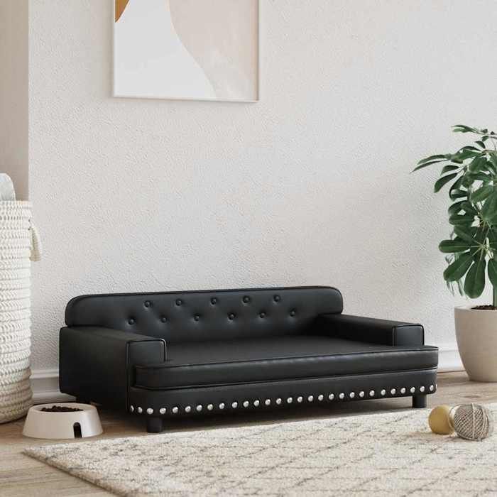 VidaXL Dog Bed, Pet Sofa with Wooden Frame, Basket for Puppies Indoor House, Black 171876
