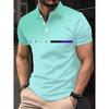 Men's casual button printed polo shirt, short sleeved regular T-shirt