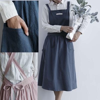 Cotton and Linen Sleeveless Apron Kitchen Cooking Cloth Adult Cute Pinafore Anti-fouling Aprons Kitc