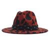 Cow Pattern Woolen Top Hat Women's Tie-dyed Fedora Hat European and American Popular Color Diamond Jazz Hat