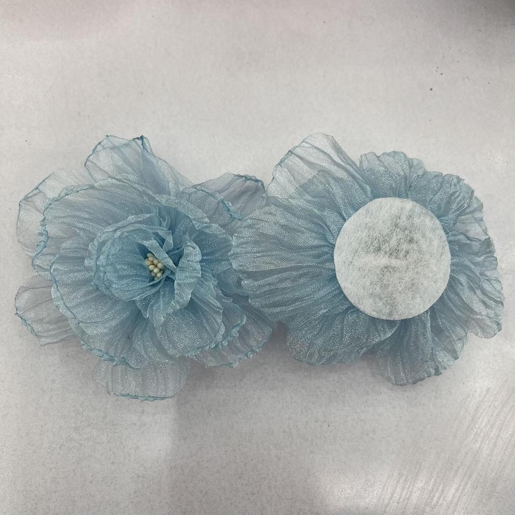 Korean Style Handmade Organza Flowers - Burned Edge DIY Accessories for Hats, Headwear, and Clothing Notions