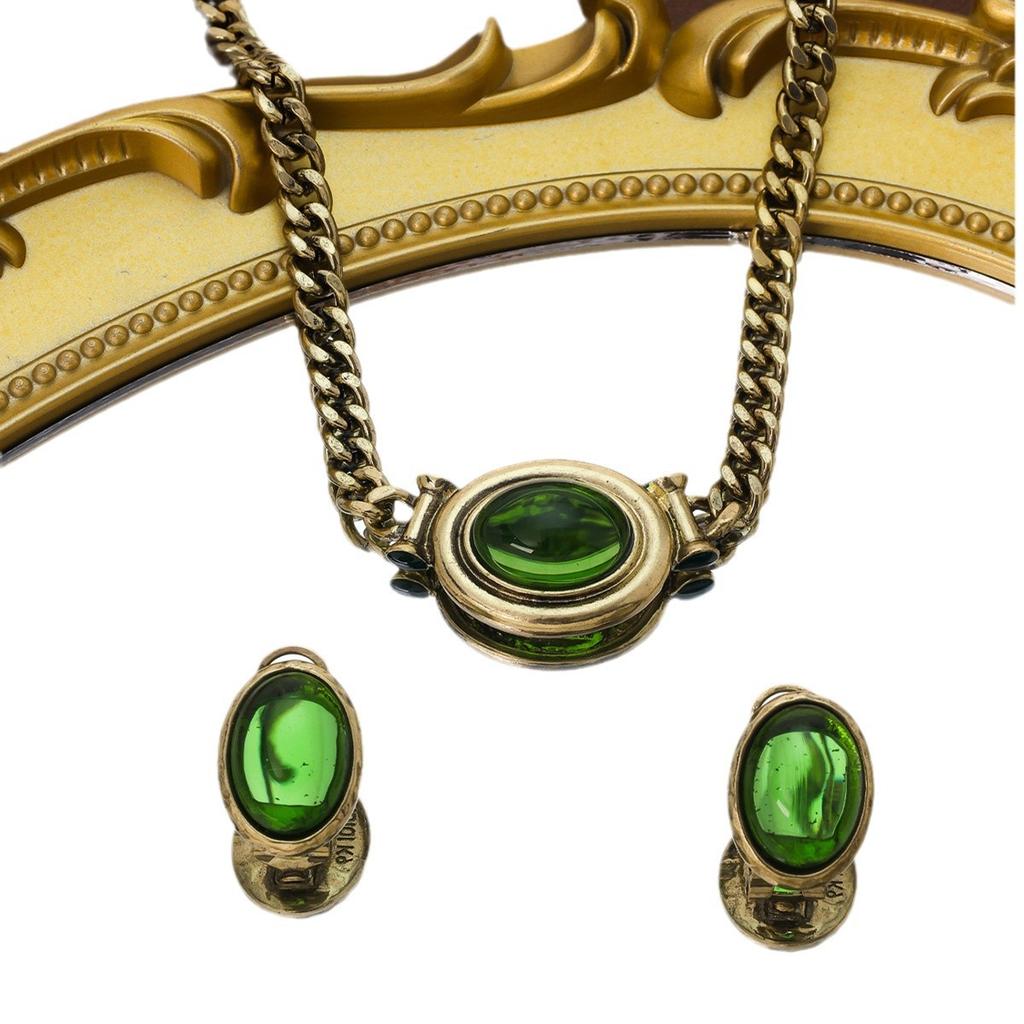 Medieval Vintage Western Retro Glazed Necklace Stud Earrings Marking Set, Niche Design Advanced Sense