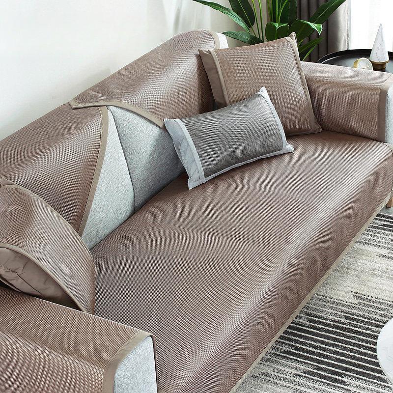Ice Silk Sofa Cushion Summer Summer Non-Slip Summer Mat Four Seasons Universal Simple Modern Gray Leather Seat Cover Cover