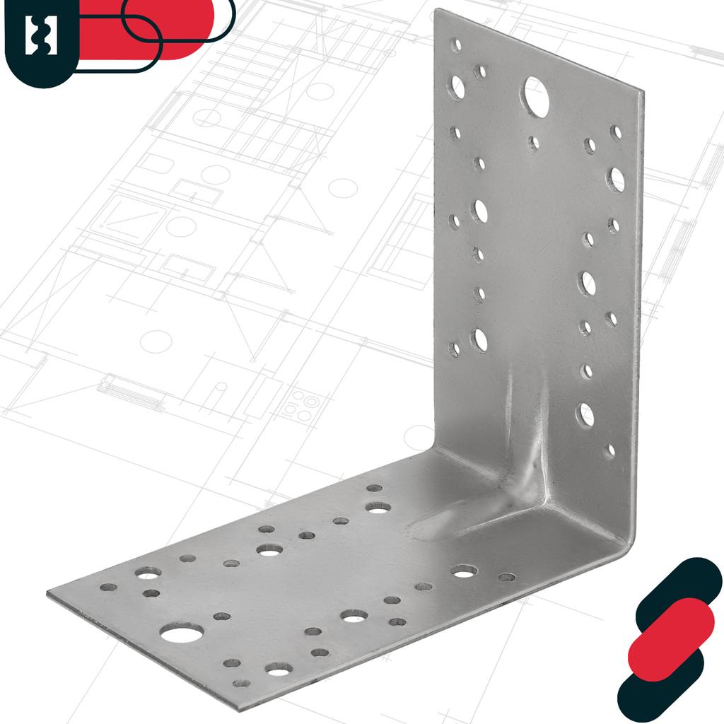 Kątownik Ciesielski Łącznik Budowlany Stalowy Wzmocniony 150 X 150 X 90 Mm