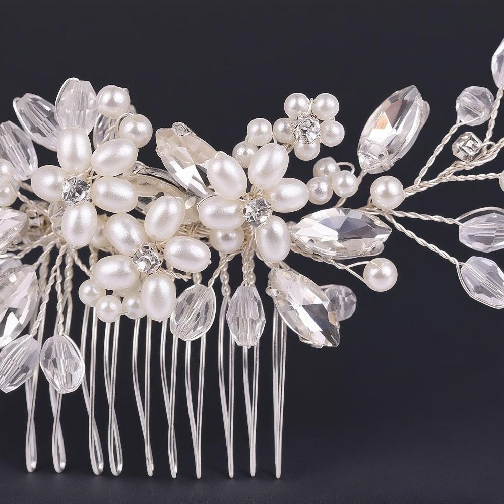 Jewelry Bridal Headpiece Flower Rhinestone Hairpin Temperament Pearl Hair Combs Wedding Ceremony
