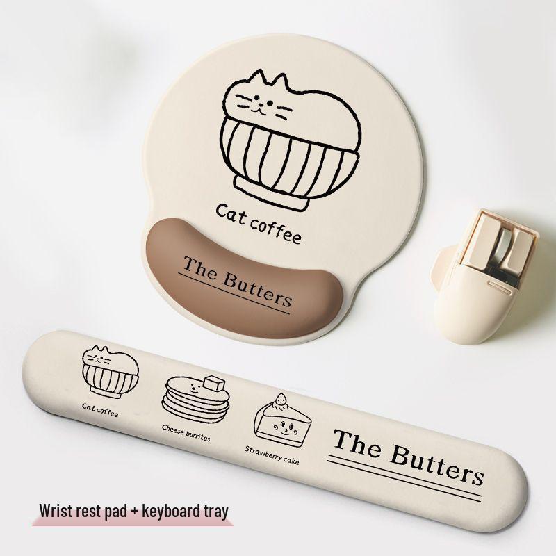 Creative Line Drawing Mouse Pad with Memory Foam Wrist Rest