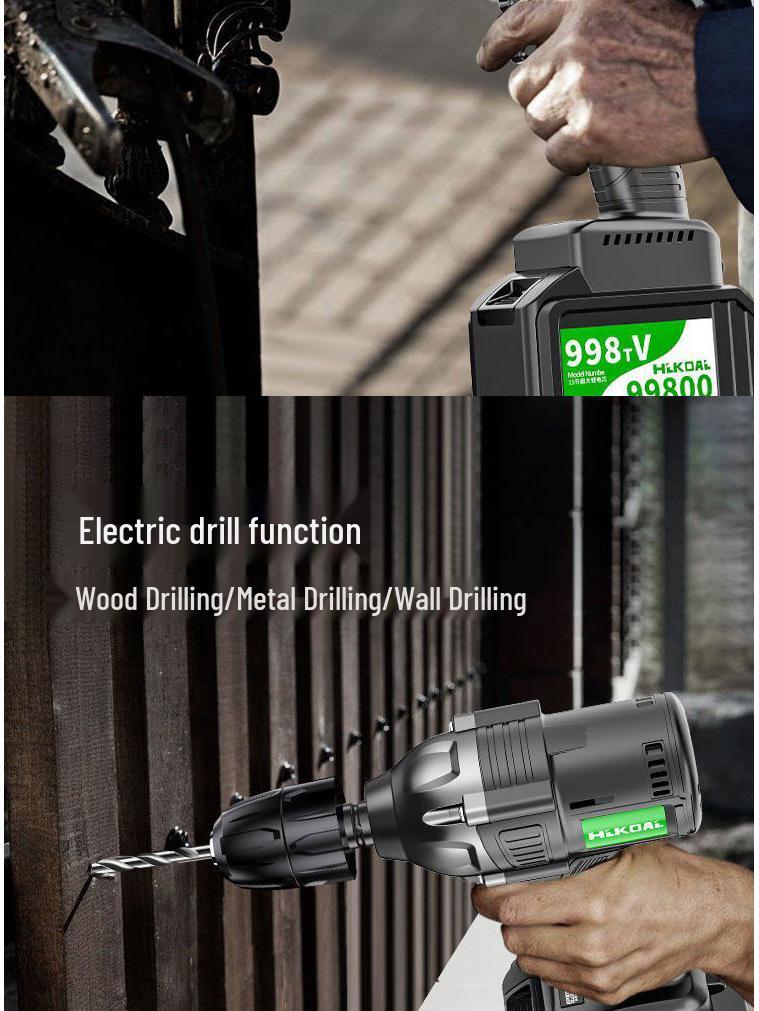 High Torque Brushless Impact Wrench, Rechargeable Lithium Battery, for Scaffolding, Woodworking, Auto Repair, and Socket Applications