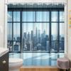 1pc Urban Cityscape Shower Curtain - High-Rise Buildings & Clear Sky, 70.8x70.8", 12 Hooks, Polyester, Washable & Durable