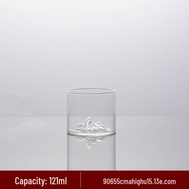 Heat-Resistant Borosilicate Glass Green Tea Cup – Transparent Mountain View, Anti-Scald Insulation, Perfect for Home Tea Brewing.