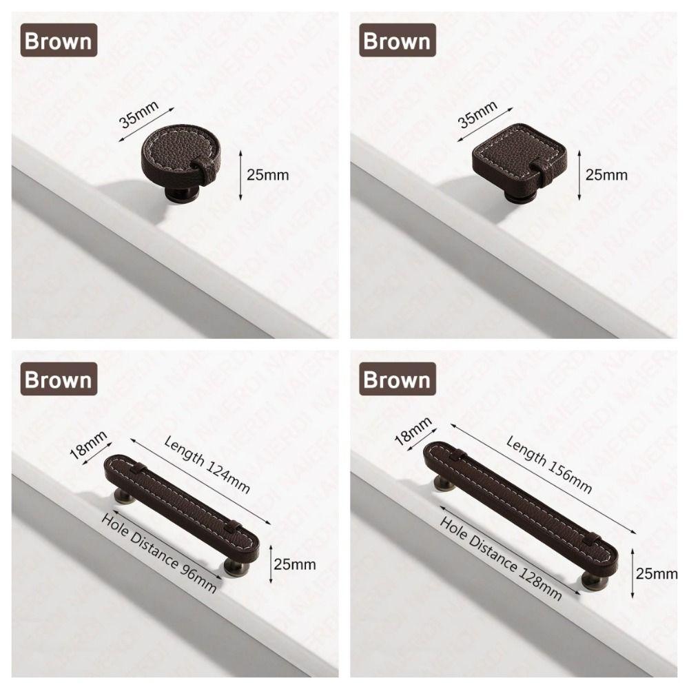 Easy-Grip Design Leather Cabinet Knobs Rust Resistant Dresser Furniture Door Knobs  for Kitchen