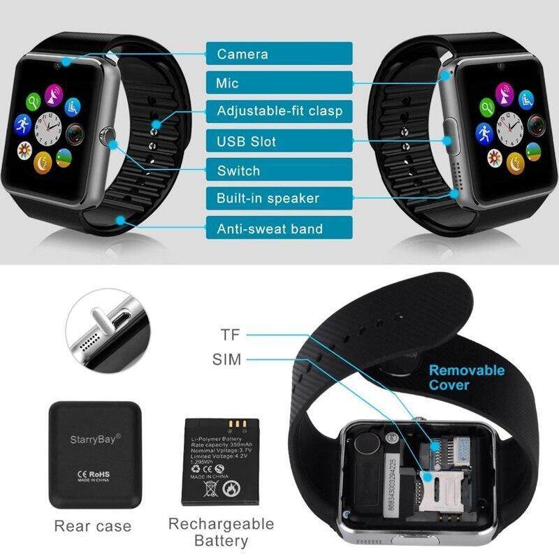 Buy Smart Watch GT08 Bluetooth Metal Camera Clock With SIM Push