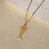 Fashion Unique Fish Bones Pendant Necklaces for Women Zirconia Necklace Wedding Party Jewelry Accessories