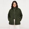 Chaqueta de Cuero de Cordero Genuino Auténtico Elegante Hecha a Mano para Mujer Color Verde Oscuro