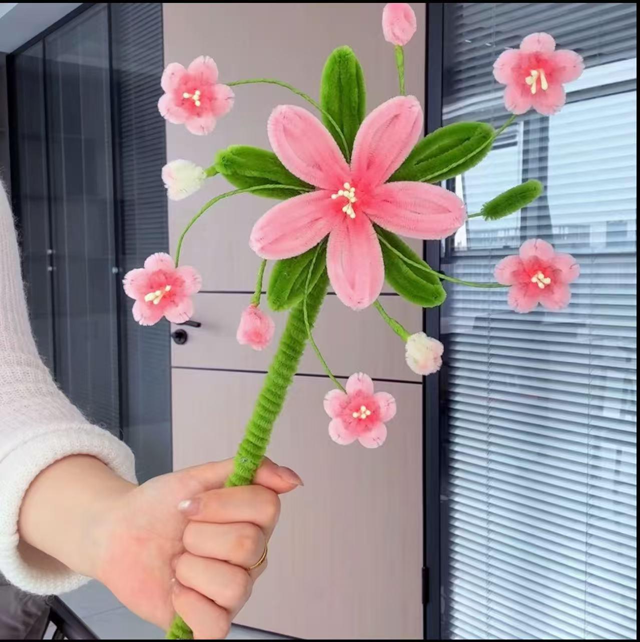 Peach Blossom Pinwheel Twist Stick DIY Kit - Handmade Gift for Girlfriend or Best Friend
