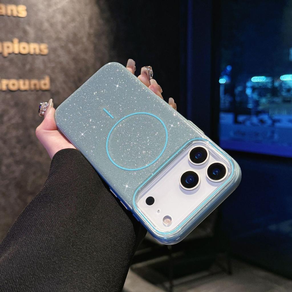 Starry Sky Flash Powder Magnetic Suction IPhone17PROMAX Phone Case Apple 16 Advanced Sense Anti Fall Protection Case 15