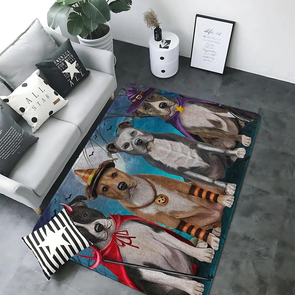 Lustige Haustiere Möpse Bulldogge 3D-Druck Teppich für Wohnzimmerdekoration Zuhause Sofa Couchtisch Bereichsteppich Schlafzimmer Garderobe Fußmatte