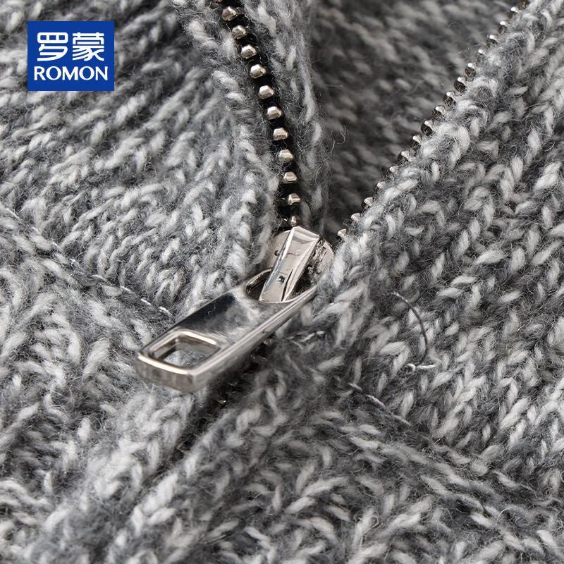 ROMON Men's Thick Warm Pure Wool Half-Zip Sweater