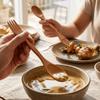 2Pcs Ergonomic Grip Coffee Spoon Wooden Salad Fork Reusable Integrated Fork Spoon Afternoon Tea