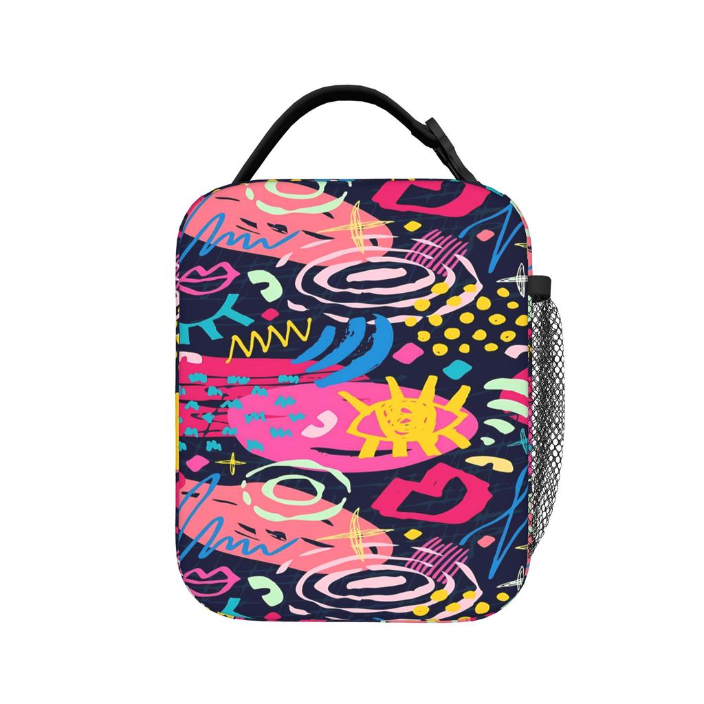 Hip Hop Popular Colorful Geometry Lunch Bag 3D Print Portable Lunch Box Men Travel Print Cooler Bag Oxford Thermal Lunch Bags