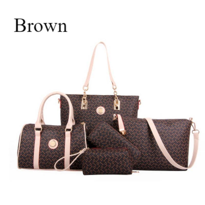 Fashion All-in-one Five-piece Women's Shoulder Bag Leather Design Handbag Crossbody Bag Handbag Combination