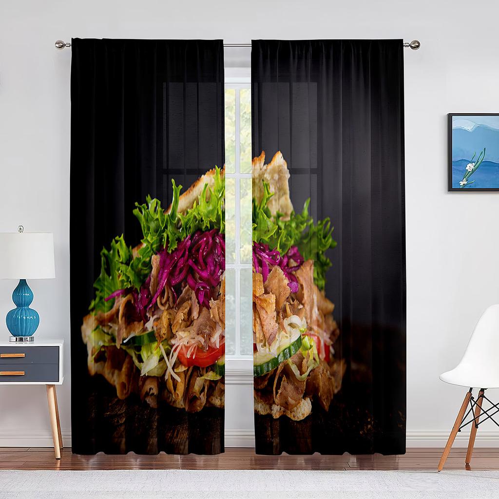 Spices and Herbs Peppers On A Wooden Background Sheer Curtain for Living Room Curtains Bedroom Kitchen Tulle Curtains Window