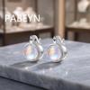 925 Sterling Silver Simple Temperament Moonstone Circle Ear Buckle Earrings, Birthday Party Anniversary Gift, Ladies Jewelry