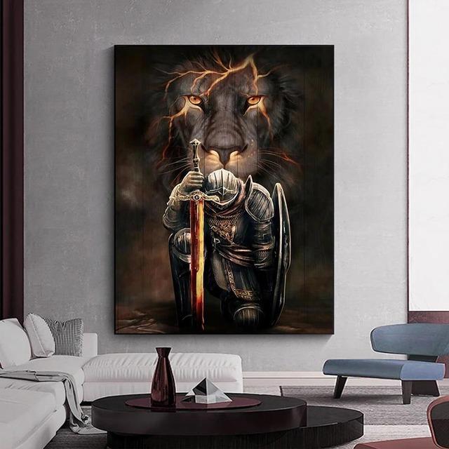 Black White Lion with Dignity Canvas Painting Animal Cool Posters and Prints Wall Picture For Modern Living Room Decor No Frame