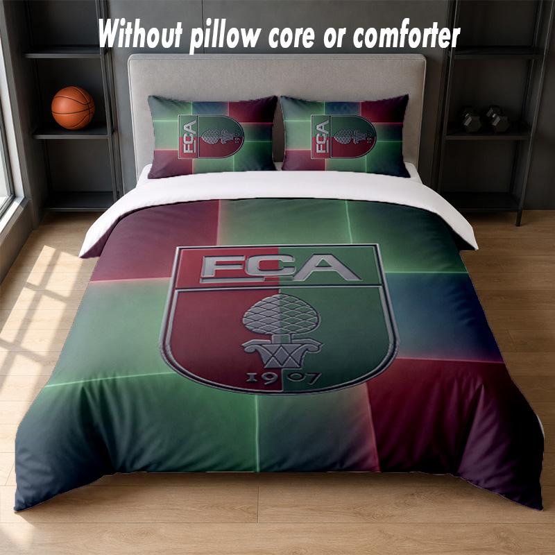 FC Augsburg FC Design Bett Bettwäsche-Set 1 Bettbezug + 2 Kissenbezüge Weich Atmungsaktiv Haushalt Bettwäsche
