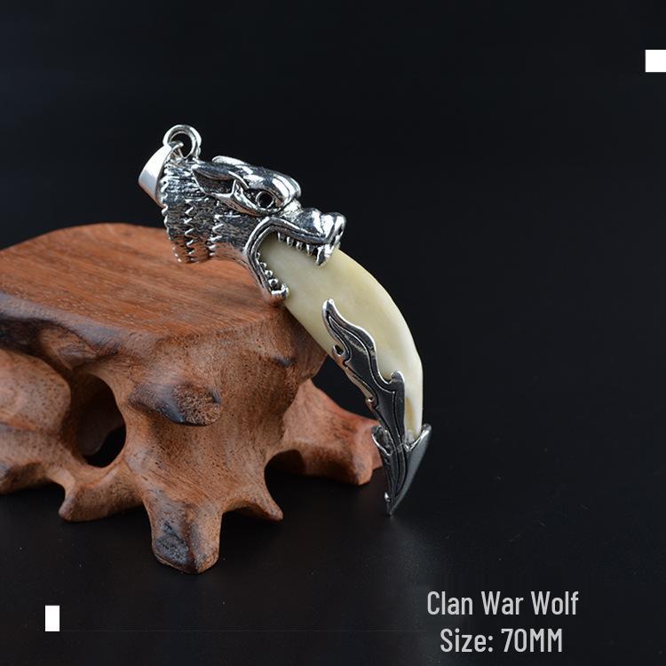 Sterling Silver Wolf Tooth Pendant Necklace: Real Wolf Dog Tooth Tip, Men's & Women's Retro Tibetan Silver Long Necklace.